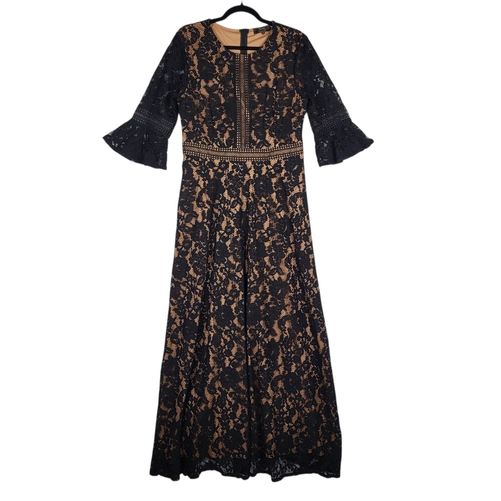 Miss May Maxi Lace Dress Women's XL Black Dark Fairy Whimsigoth Romantic NWT